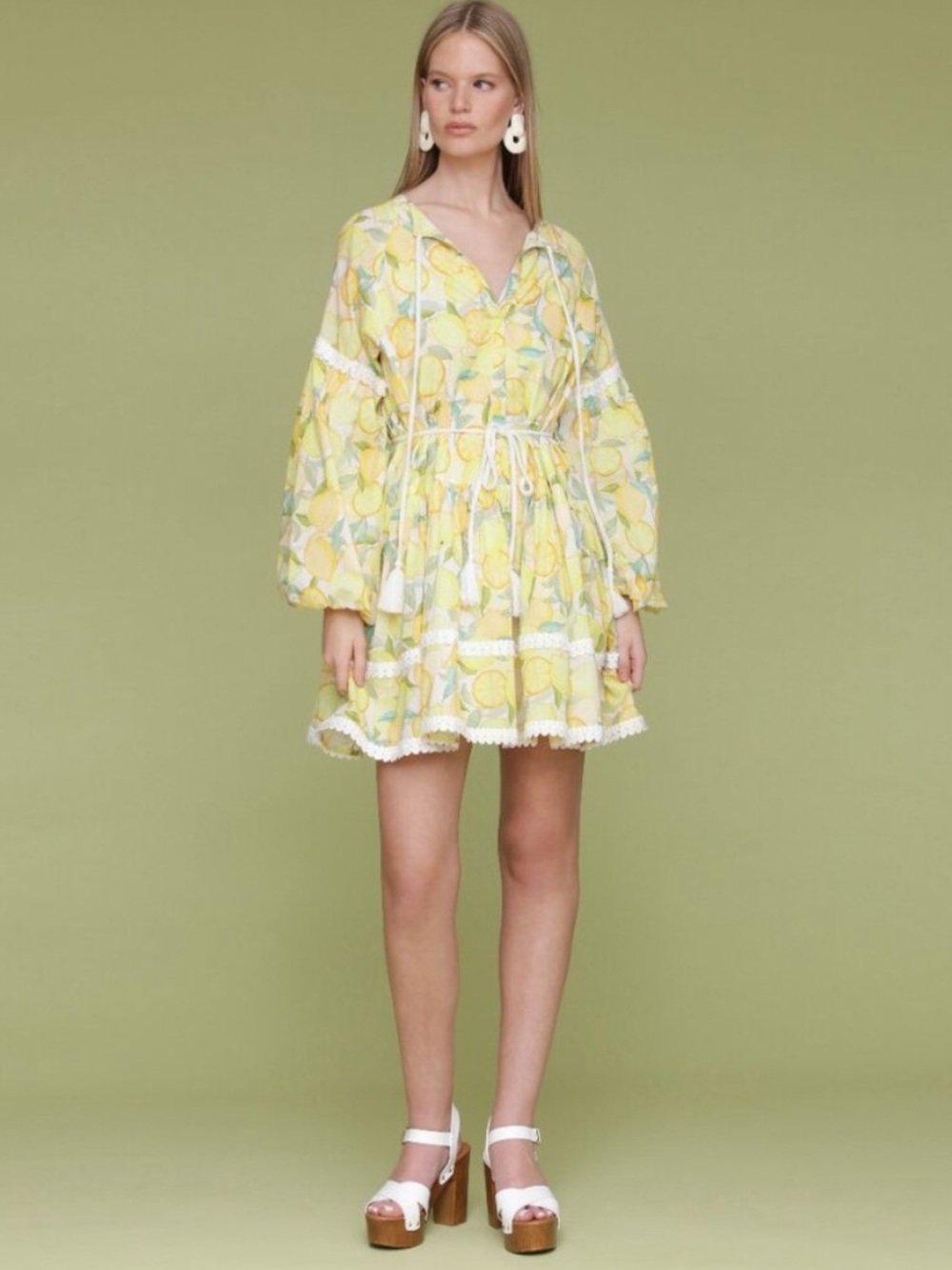 Avec Les Filles Limoncello Cotton Prairie Mini Dress - Picture 3 of 6